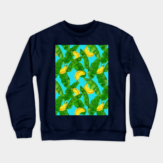 Bananas and leaves watercolor design Crewneck Sweatshirt by katerinamk